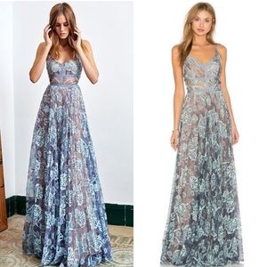 Alexis Isabella Gown Maxi Dress in Light Blue Lace Size XS